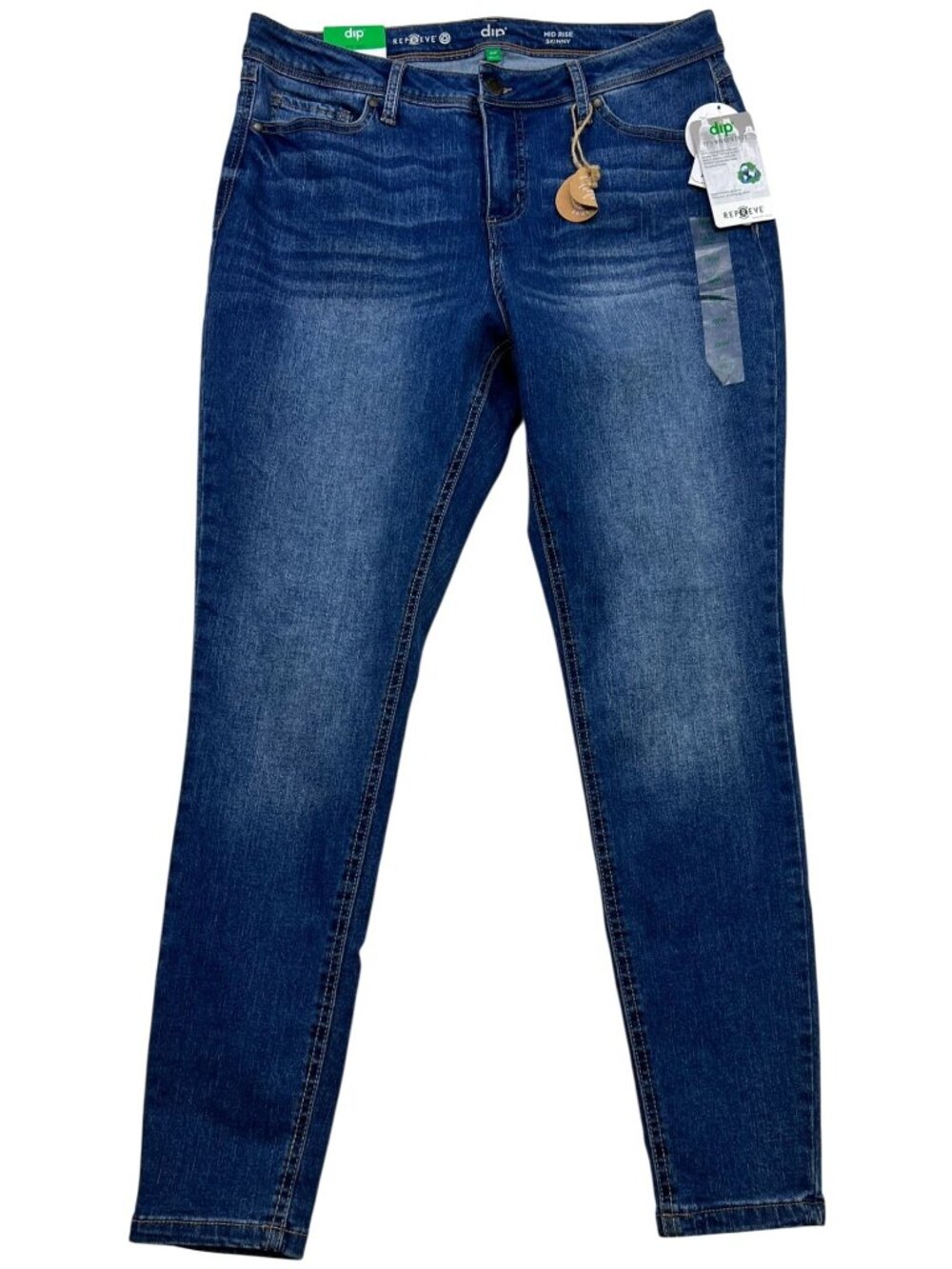 Dip Women's Repreve Mid-Rise Skinny Jeans Stretch Denim Size 18W Blue Mid Wash
